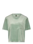 Top Ss Velours Pocket Tops T-shirts & Tops Short-sleeved Green Hunkemö...