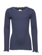 Rkbeatha Ls Lace Top Tops T-shirts Long-sleeved T-Skjorte Blue Rosemun...