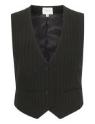 Joellegz Pinstripe Waistcoat Blazers Sleeveless Blazers Black Gestuz