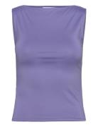 Boatneck Sleeveless Top Tops T-shirts & Tops Sleeveless Purple Weekday