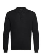 Trafford Tops Polos Long-sleeved Black Reiss