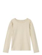 Nmfnigella Ls Slim Top Tops T-shirts Long-sleeved T-Skjorte Beige Name...