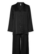 Pyjama Long Sleeve Satin Pyjamas Nattøj Black Lindex