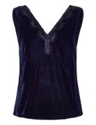 Aomi Lace Top Tops Blouses Sleeveless Navy Rosemunde