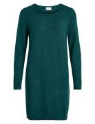 Viril L/S Knit Dress - Noos Knælang Kjole Green Vila