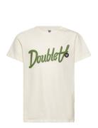 Ola Kids Script & Badge T-Shirt Tops T-Kortærmet Skjorte Cream Double ...