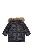 Quilted Coat With Fur-Effect Hood Outerwear Jackets & Coats Winter Jac...