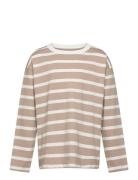 Striped Long Sleeves T-Shirt Tops T-shirts Long-sleeved T-Skjorte Beig...