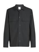 Cotton Blend Overshirt Tops Overshirts Black Calvin Klein