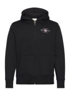 Graphic Fullzip Hoodie Tops Sweatshirts & Hoodies Hoodies Black GANT