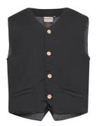 Vest Twill Tops Vests Black Minymo