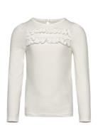 T-Shirt Ls Tops T-shirts Long-sleeved T-Skjorte White Creamie