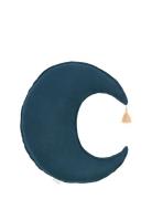 Moon Cushion In Washed French Linen L1N0 Home Kids Decor Cushions Blue...