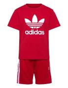 Short Tee Set Sport Sets With Short-sleeved T-shirt Red Adidas Origina...