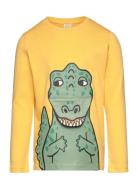 Top Ls Dino 3D Front Tops T-shirts Long-sleeved T-Skjorte Yellow Linde...