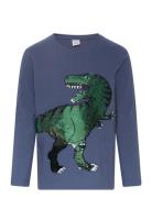 Top Ls Dino Flip Tops T-shirts Long-sleeved T-Skjorte Navy Lindex