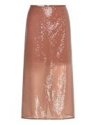 Sequin Midi Skirt Skirts Knee-length & Midi Skirts Brown Mango