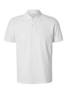 Slhslim-Atlas Ss Polo Tops Polos Short-sleeved White Selected Homme