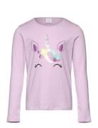 Top L S Unicorn Face Tops T-shirts Long-sleeved T-Skjorte Purple Linde...