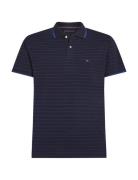 Oxford Stripe Reg Polo Tops Polos Short-sleeved Navy Tommy Hilfiger