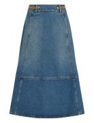 Dnm Midi Skirt Hw Leather Bo Skirts Knee-length & Midi Skirts Blue Tom...