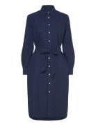 Cotton Oxford Belted Shirtdress Knælang Kjole Navy Polo Ralph Lauren