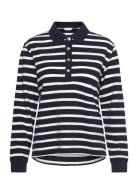 Breton Stripe Ls Pique Polo Tops T-shirts & Tops Polos Navy GANT