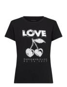 Walk Bc Concert Cherry Love Tops T-shirts & Tops Short-sleeved Black Z...