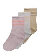 Kogsille Stripe Glitter Socks 3-Pack Acc Socks & Tights Socks Pink Kid...