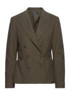 Knit Double-Breasted Blazer Blazers Double Breasted Blazers Khaki Gree...