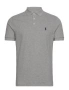 Custom Slim Fit Stretch Mesh Polo Shirt Tops Polos Short-sleeved Grey ...