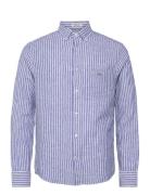 Reg Cotton Linen Stripe Shirt Tops Shirts Linen Shirts Blue GANT