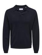 Onsadrian Reg 12 Ls Contrast Polo Knit Tops Polos Long-sleeved Navy ON...