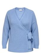 Careliza Ls Wrap Cardigan Knt Tops Knitwear Cardigans Blue ONLY Carmak...