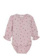 Body Ls Aop Bodies Long-sleeved Pink Minymo