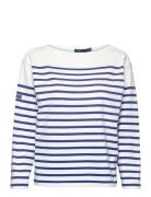 Striped Boatneck Mariner Tee Tops T-shirts & Tops Long-sleeved Blue Po...