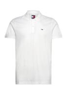 Tjm Slim Placket Polo Ext Tops Polos Short-sleeved White Tommy Jeans