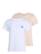 2-Pack Monologo Slim Tee Tops T-shirts & Tops Short-sleeved White Calv...