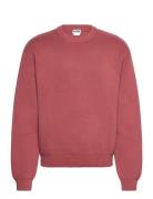 Regular Knitted Cotton Sweater Tops Knitwear Round Necks Red Weekday