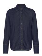 Rinse-Wash Denim Shirt Tops Shirts Denim Shirts Navy Mango