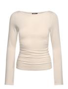 Soft Touch Boatneck Top Tops T-shirts & Tops Long-sleeved Beige Gina T...