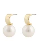 Adriana Ear G/White Smykke Gold SNÖ Of Sweden
