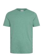 Mouliné O-Neck Tee S/S Tops T-Kortærmet Skjorte Green Lindbergh