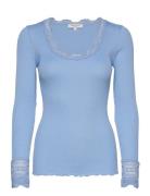Rwbenita Silk Ls O-Neck Lace T-Shir Tops T-shirts & Tops Long-sleeved ...