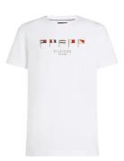 Hilfiger Multi Flags Tee Tops T-Kortærmet Skjorte White Tommy Hilfiger