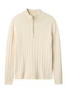 Nlmhabel Ls Half Zip S Knit Tops Knitwear Pullovers Cream LMTD