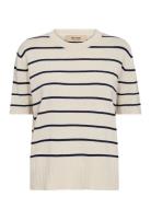 Mmfinlo Paper Ss Knit Tops Knitwear Jumpers Beige MOS MOSH