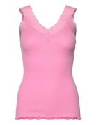 Rwbernadine Organic Sl Lace Top Tops T-shirts & Tops Sleeveless Pink R...