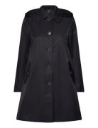 Hooded Cotton-Blend Balmacaan Coat Tynd Frakke Black Lauren Ralph Laur...