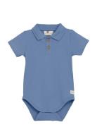 Body Ss Polo Bodies Short-sleeved Blue En Fant